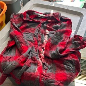 Maurices Red and Gray Plaid Button Down Shirt
